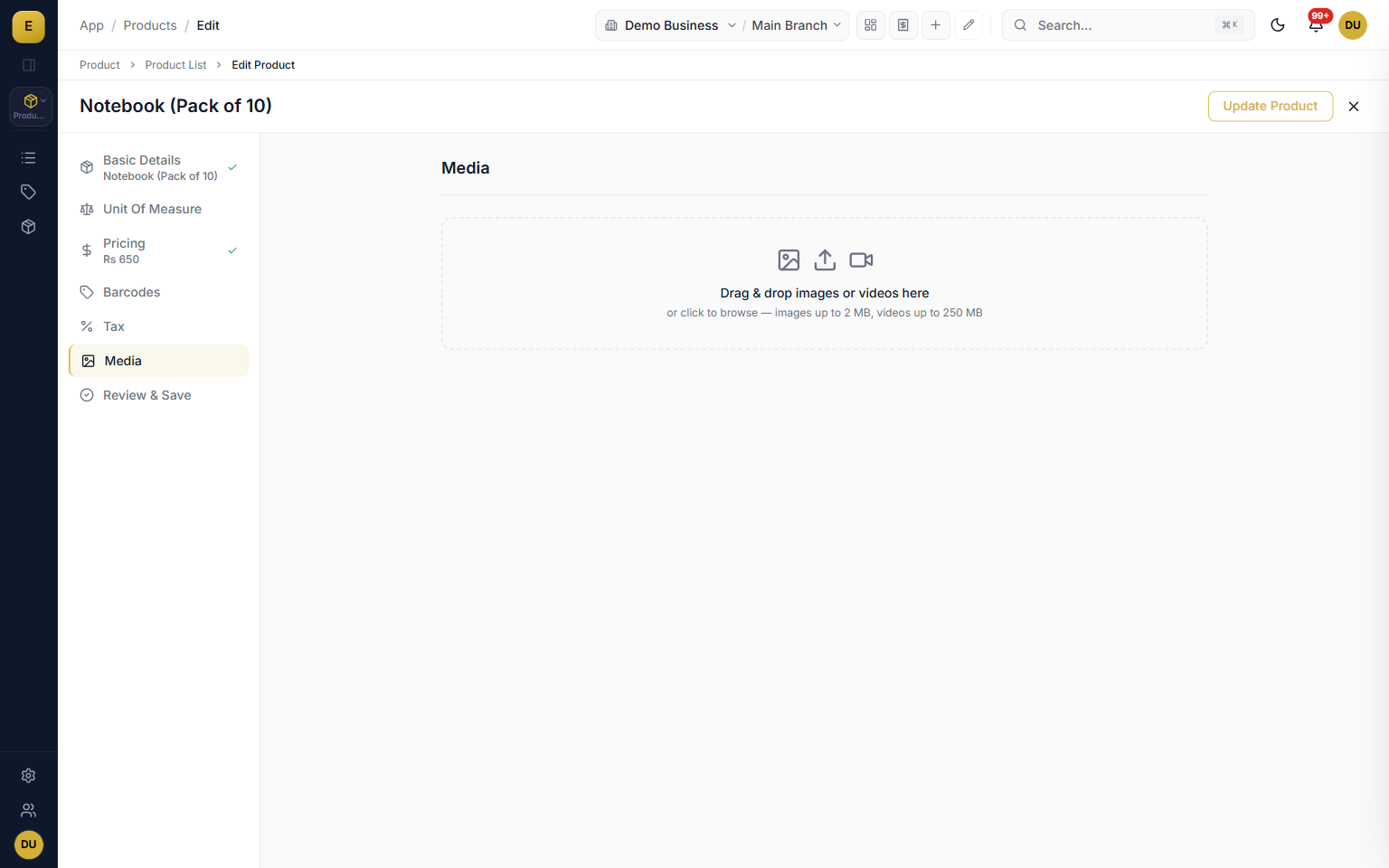 Product images and variations in E-Khata Cloud that publish to a WooCommerce store